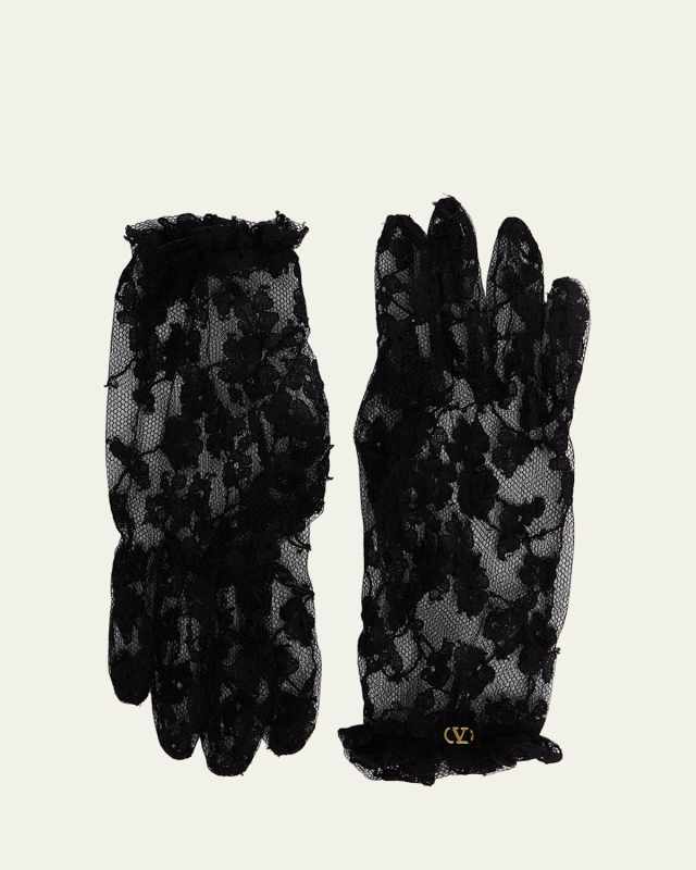 Floral Lace Cotton Blend Gloves